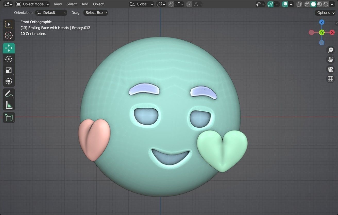Smiling face with Hearts Animated Emoji Low-poly 3D model_3