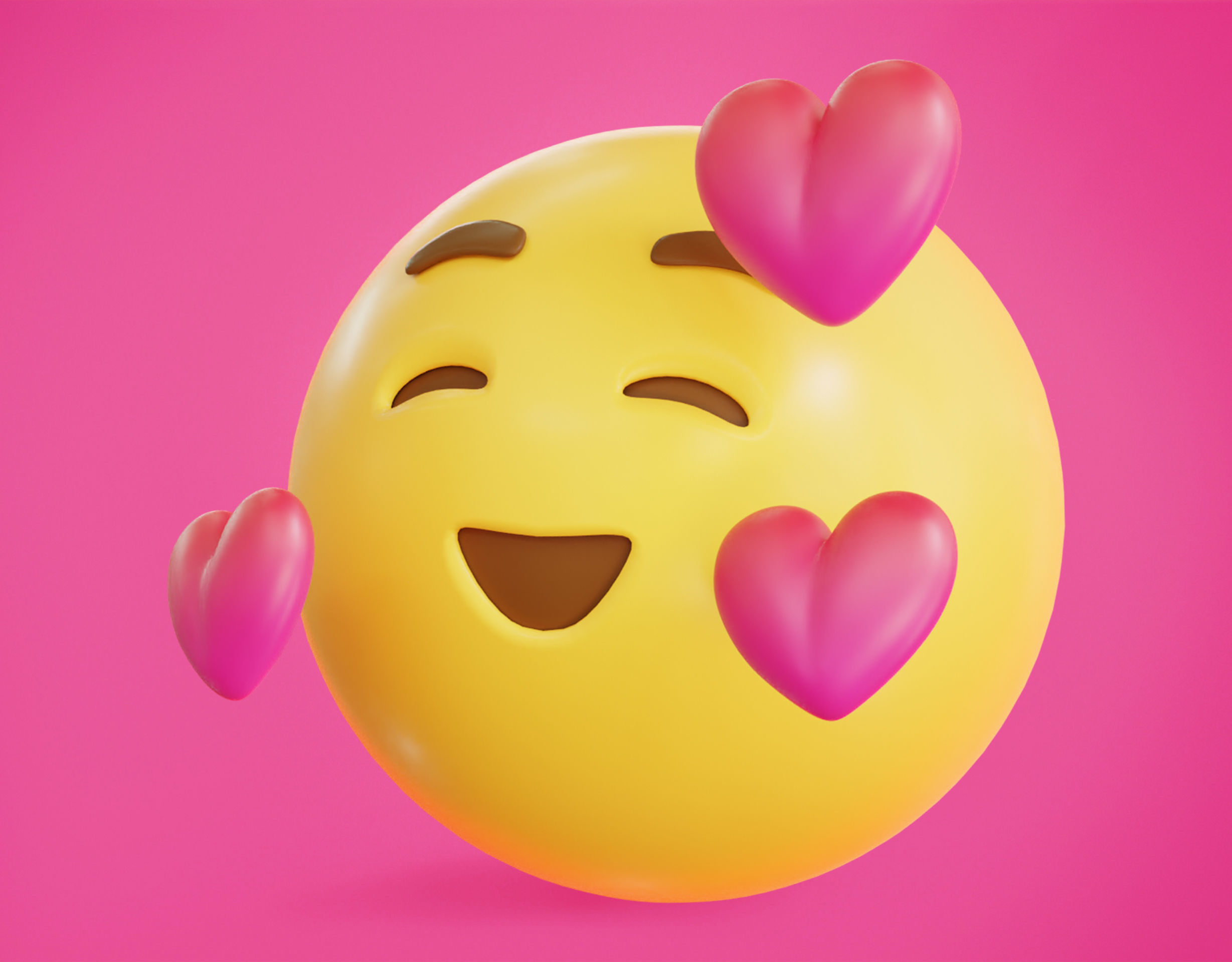 Smiling face with Hearts Animated Emoji Low-poly 3D model_13