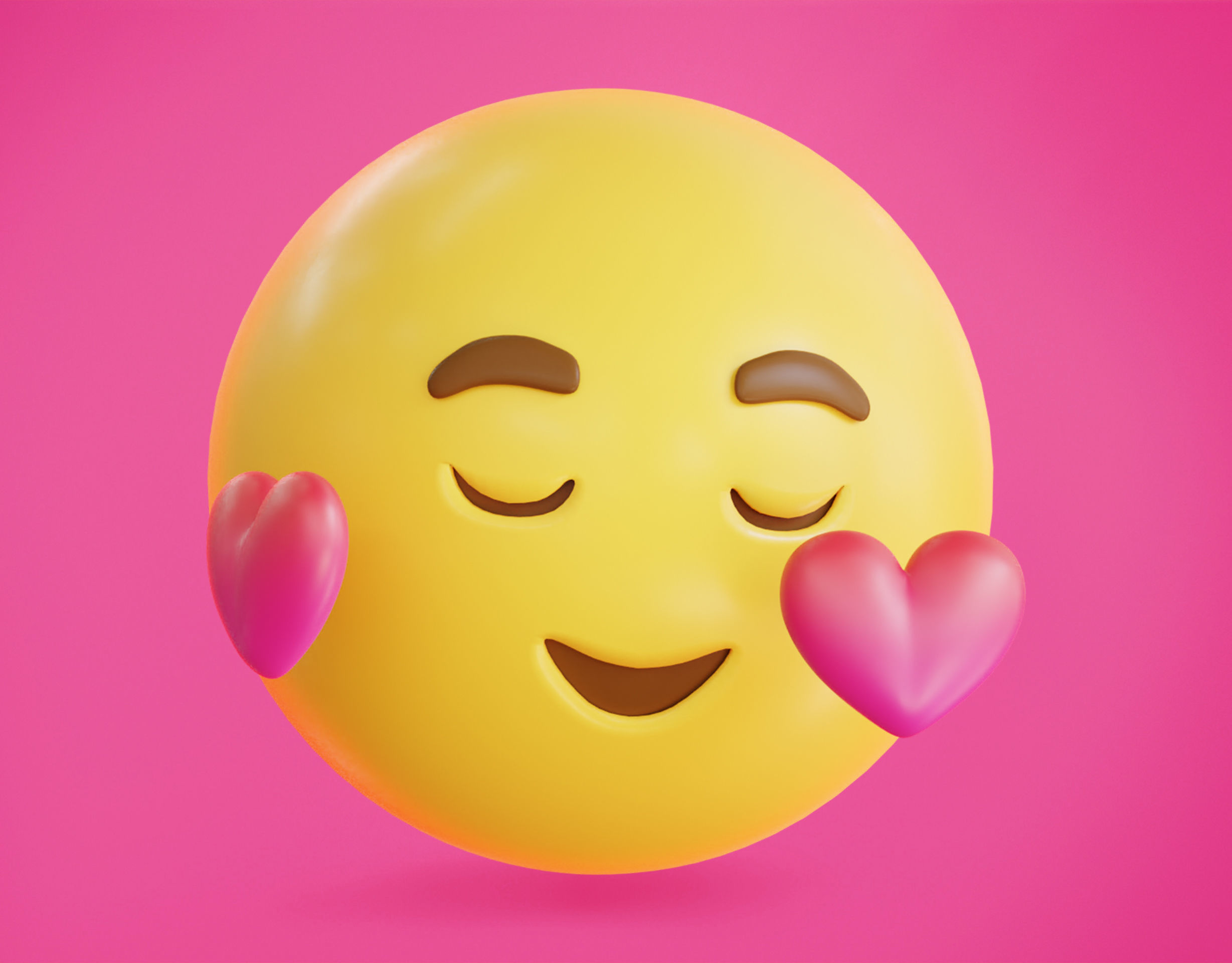 Smiling face with Hearts Animated Emoji Low-poly 3D model_8