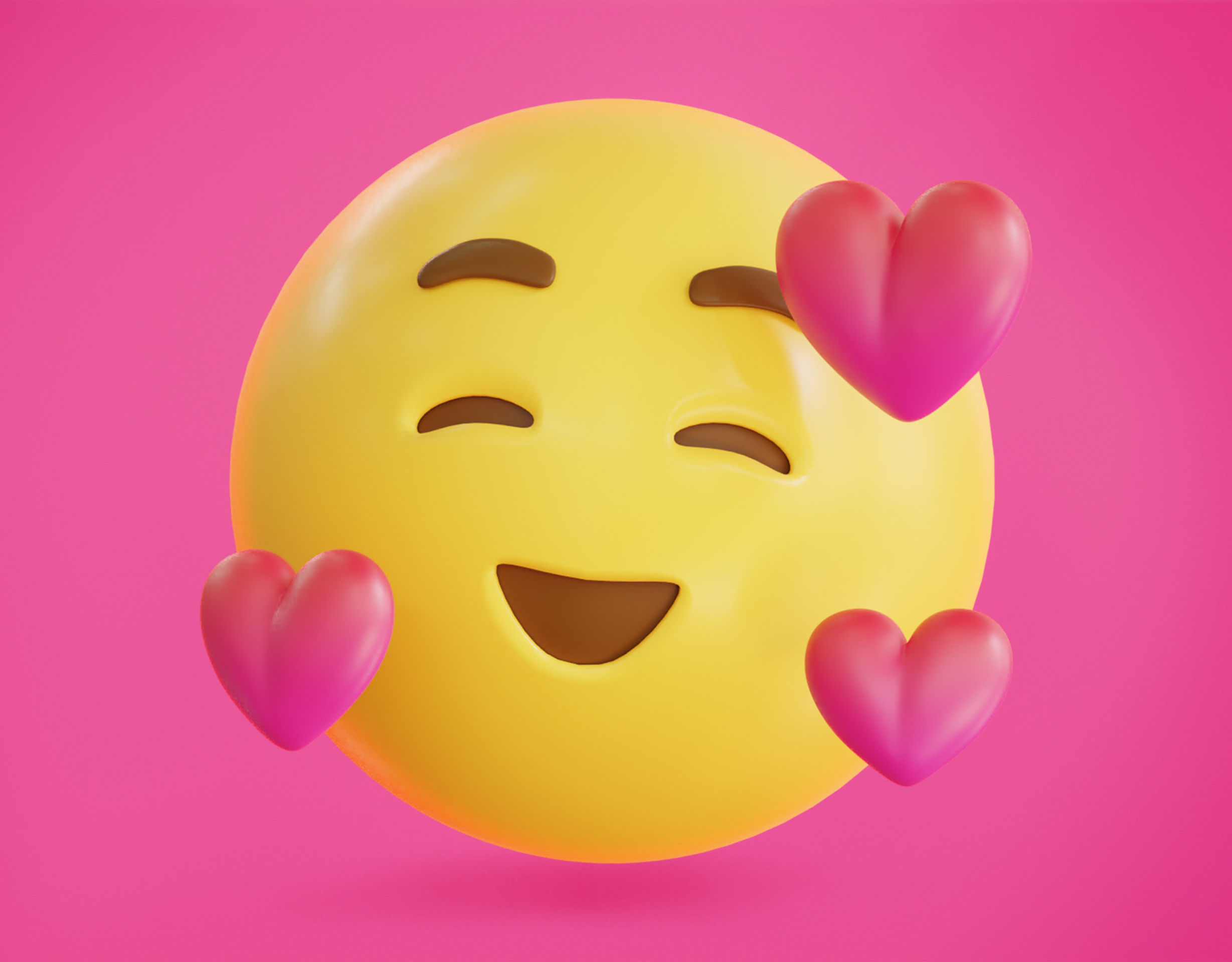 Smiling face with Hearts Animated Emoji Low-poly 3D model_9
