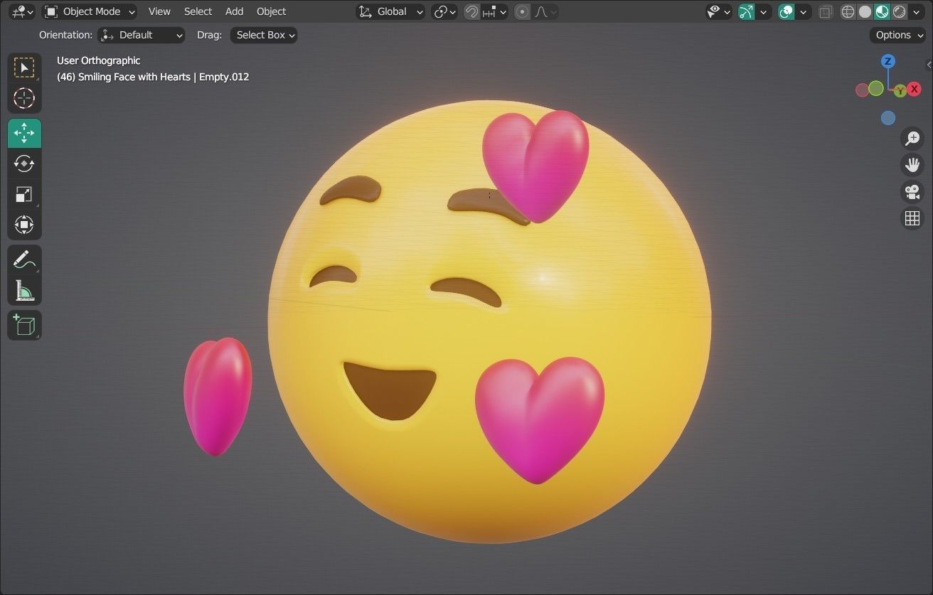 Smiling face with Hearts Animated Emoji Low-poly 3D model_5