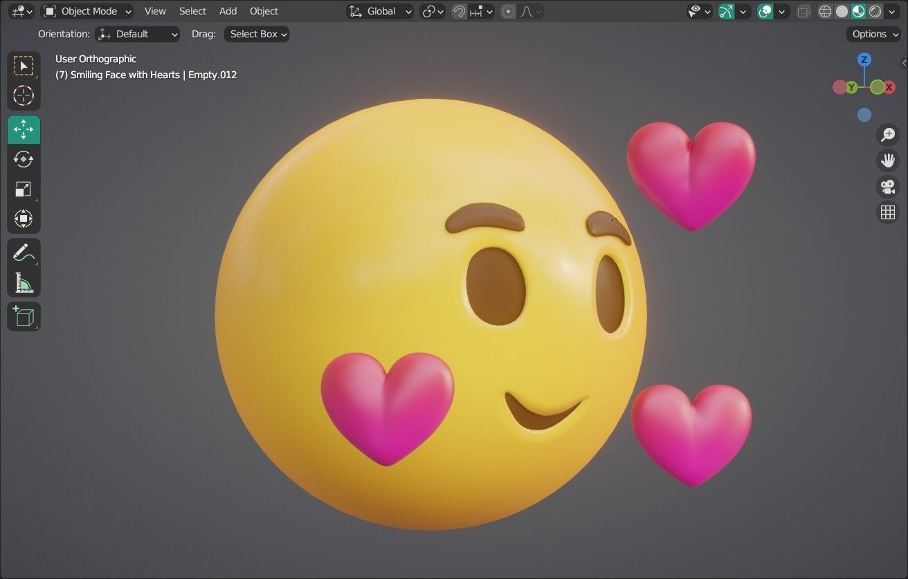 Smiling face with Hearts Animated Emoji Low-poly 3D model_4