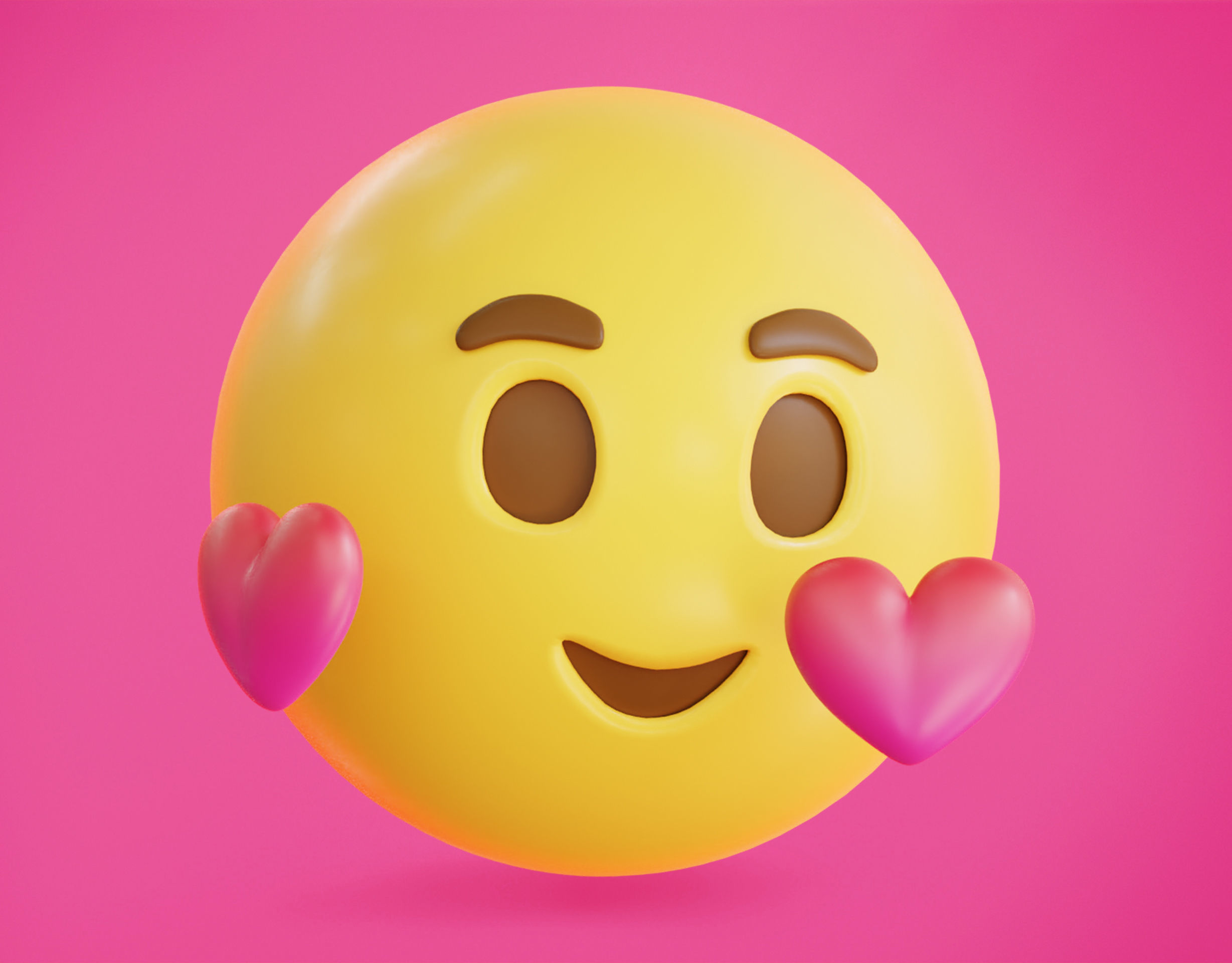 Smiling face with Hearts Animated Emoji Low-poly 3D model_7