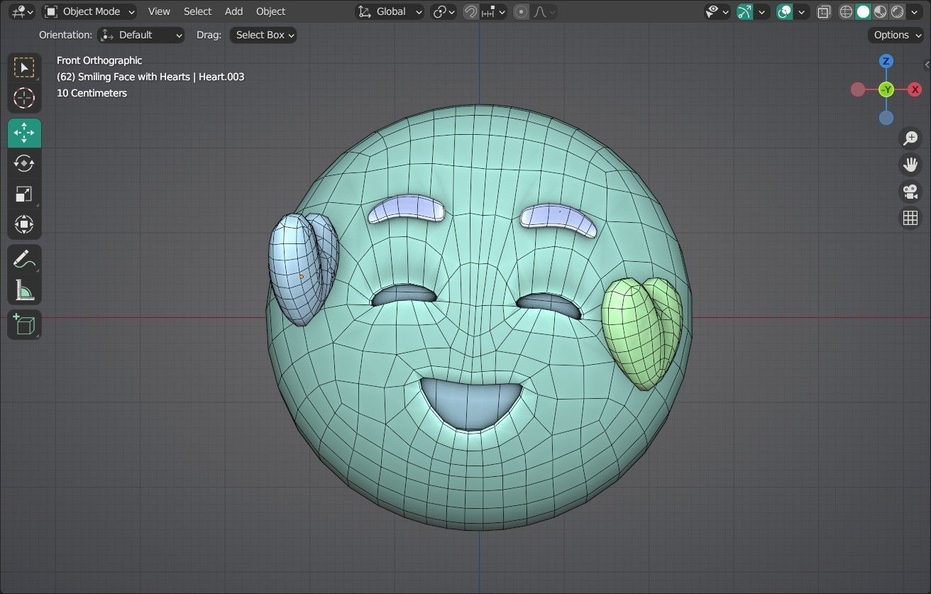 Smiling face with Hearts Animated Emoji Low-poly 3D model_15