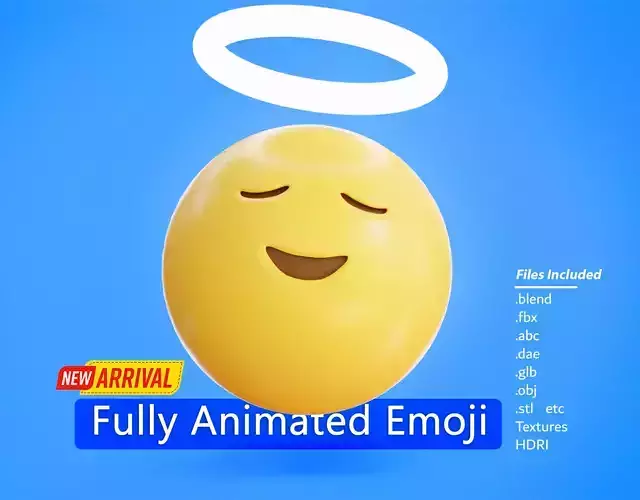 Smiling face with Halo Animated Emoji Animated Emoji Low-poly 3D model