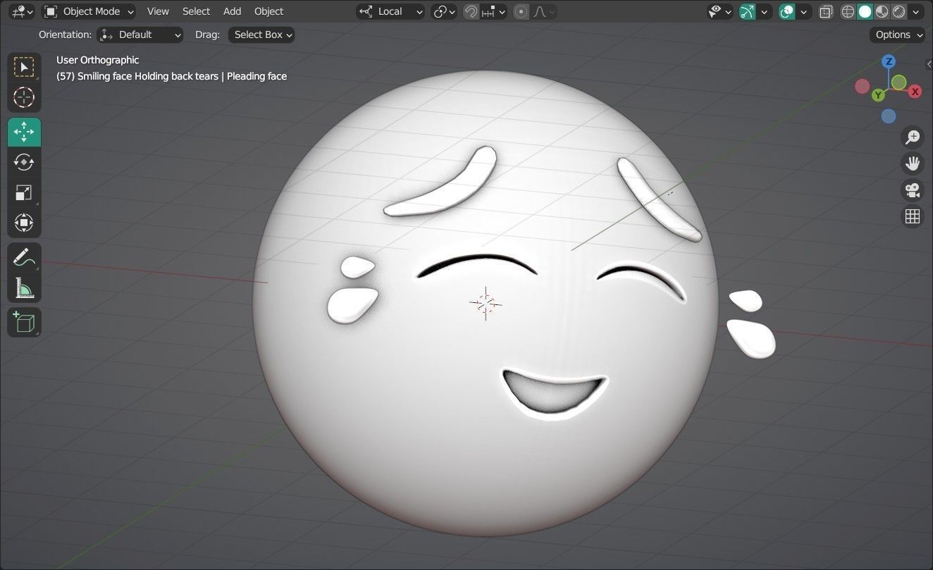 Smiling face holding back Tears Animated Emoji Low-poly 3D model_14