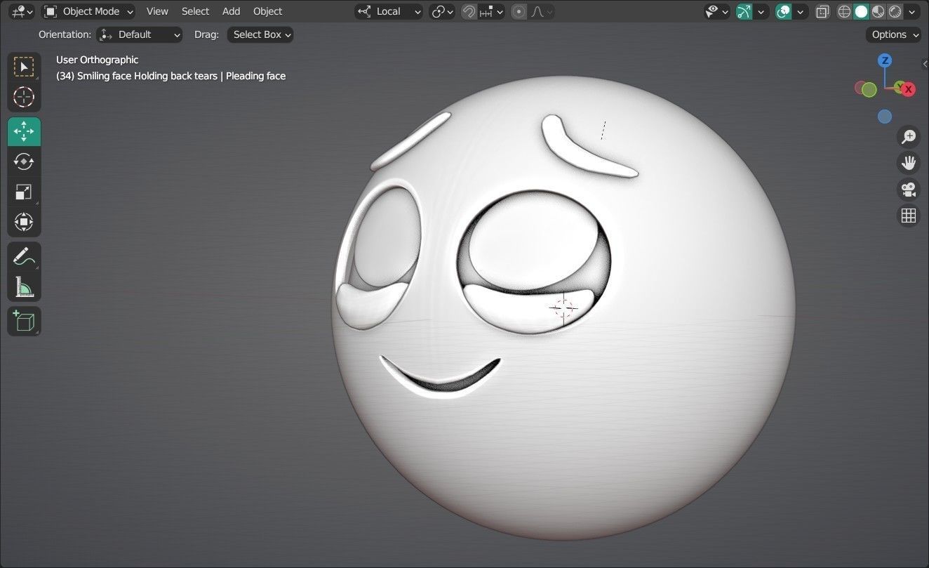 Smiling face holding back Tears Animated Emoji Low-poly 3D model_13
