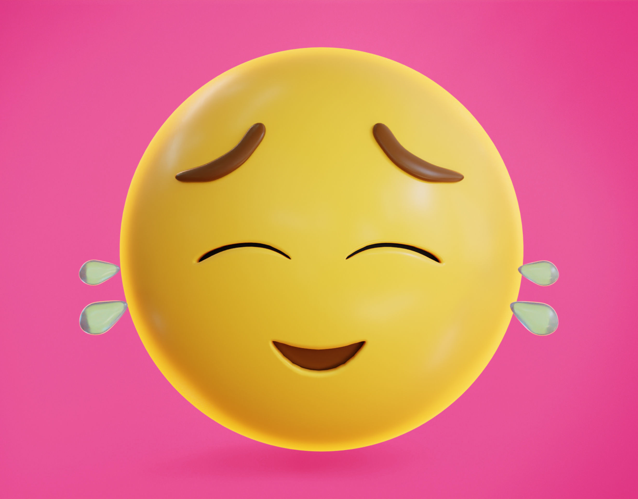 Smiling face holding back Tears Animated Emoji Low-poly 3D model_9