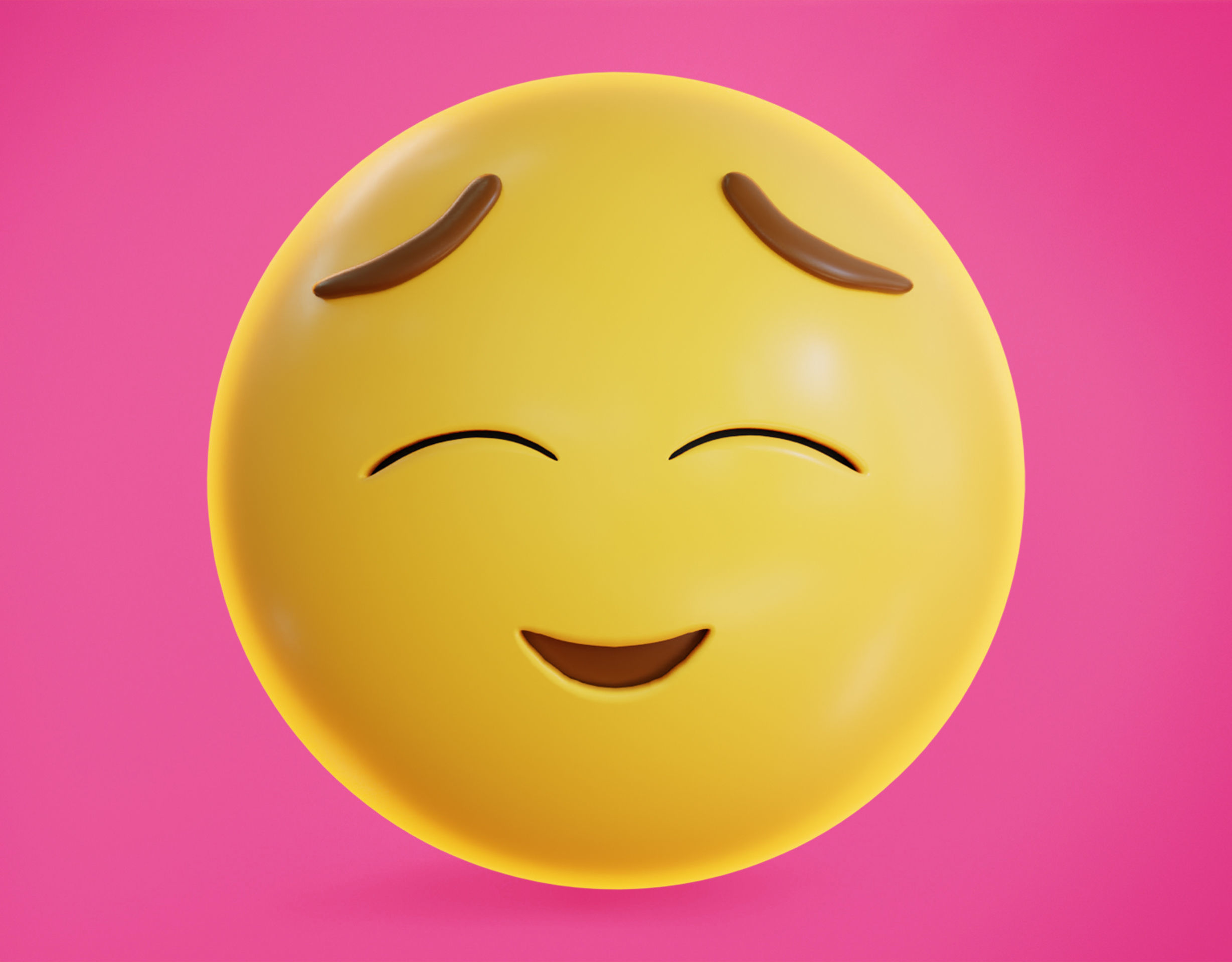 Smiling face holding back Tears Animated Emoji Low-poly 3D model_12