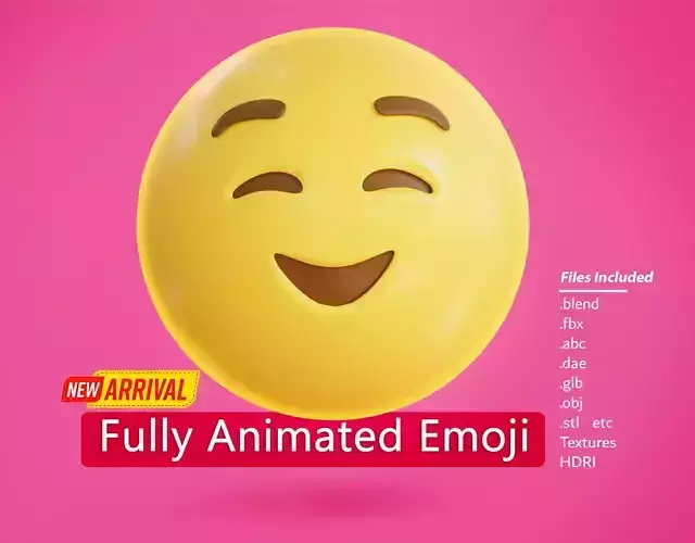 Smiling face Animated Emoji Low-poly 3D model