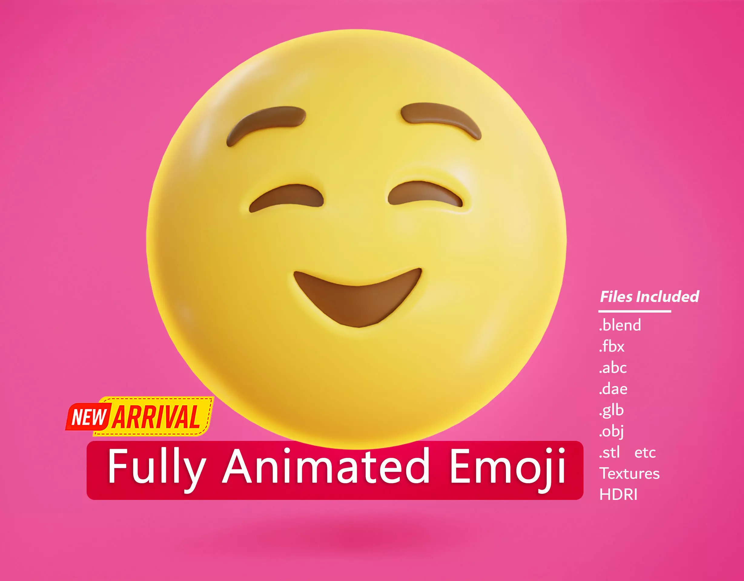Smiling face Animated Emoji Low-poly 3D model_0