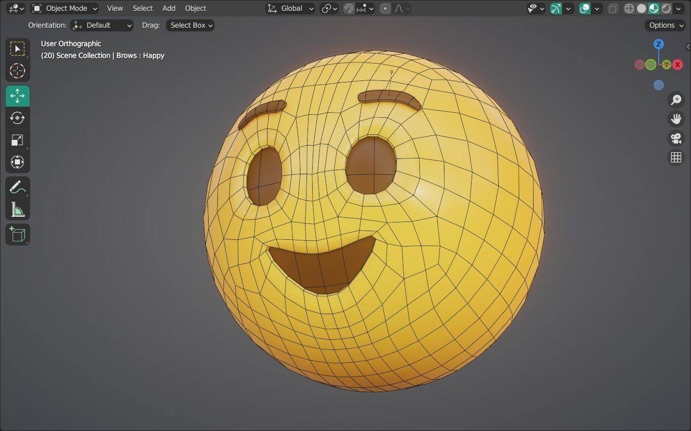 Smiling face Animated Emoji Low-poly 3D model_9