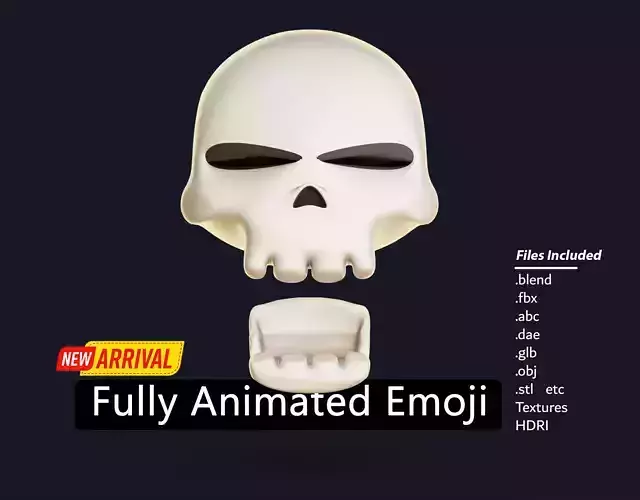 Skull Animated Emoji Low-poly 3D model