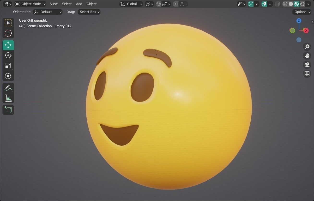 Relieved face Animated Emoji Low-poly 3D model_7