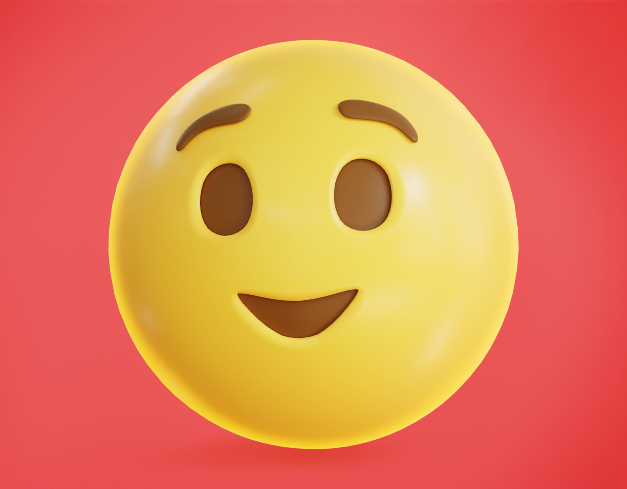 Relieved face Animated Emoji Low-poly 3D model_3