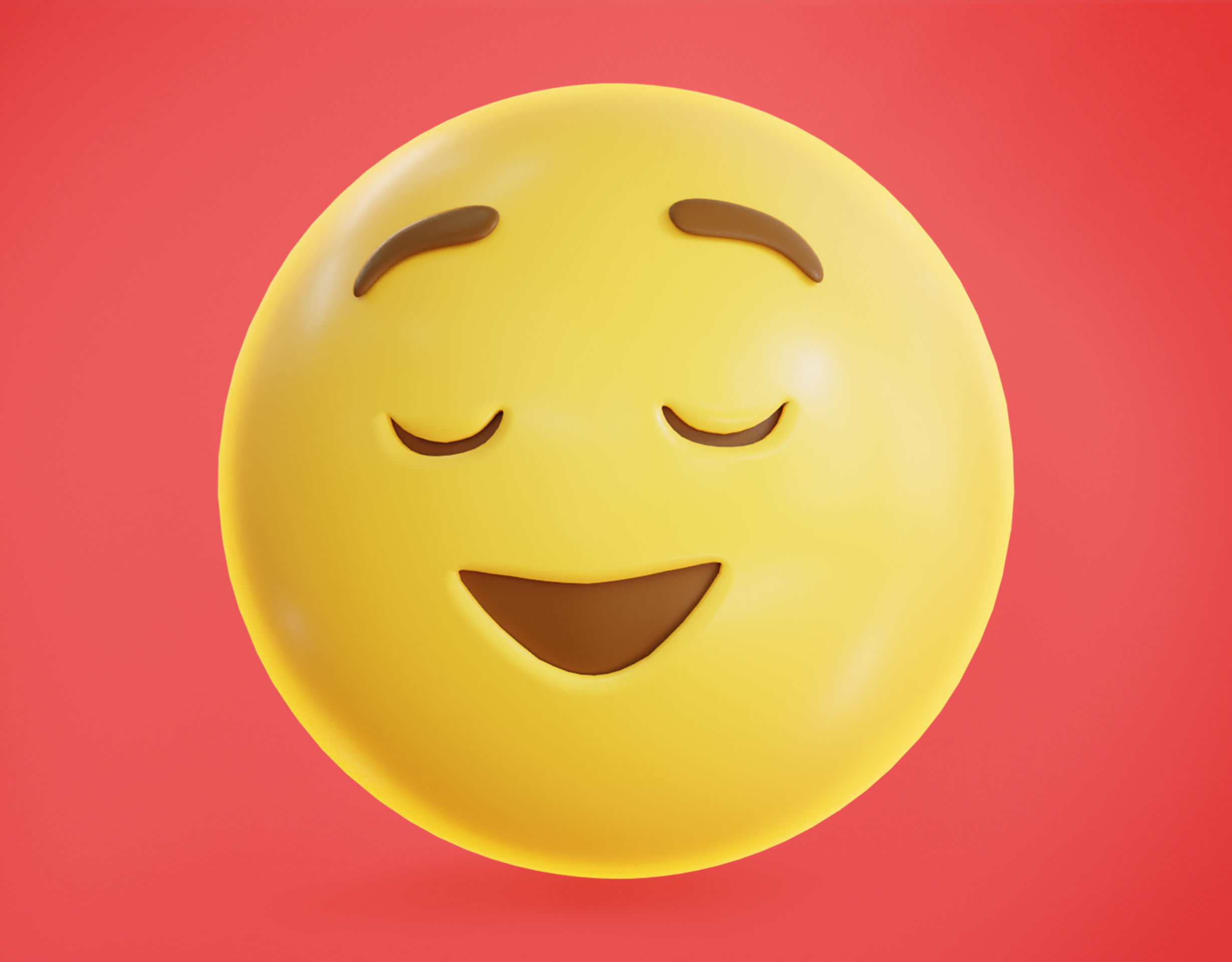 Relieved face Animated Emoji Low-poly 3D model_4
