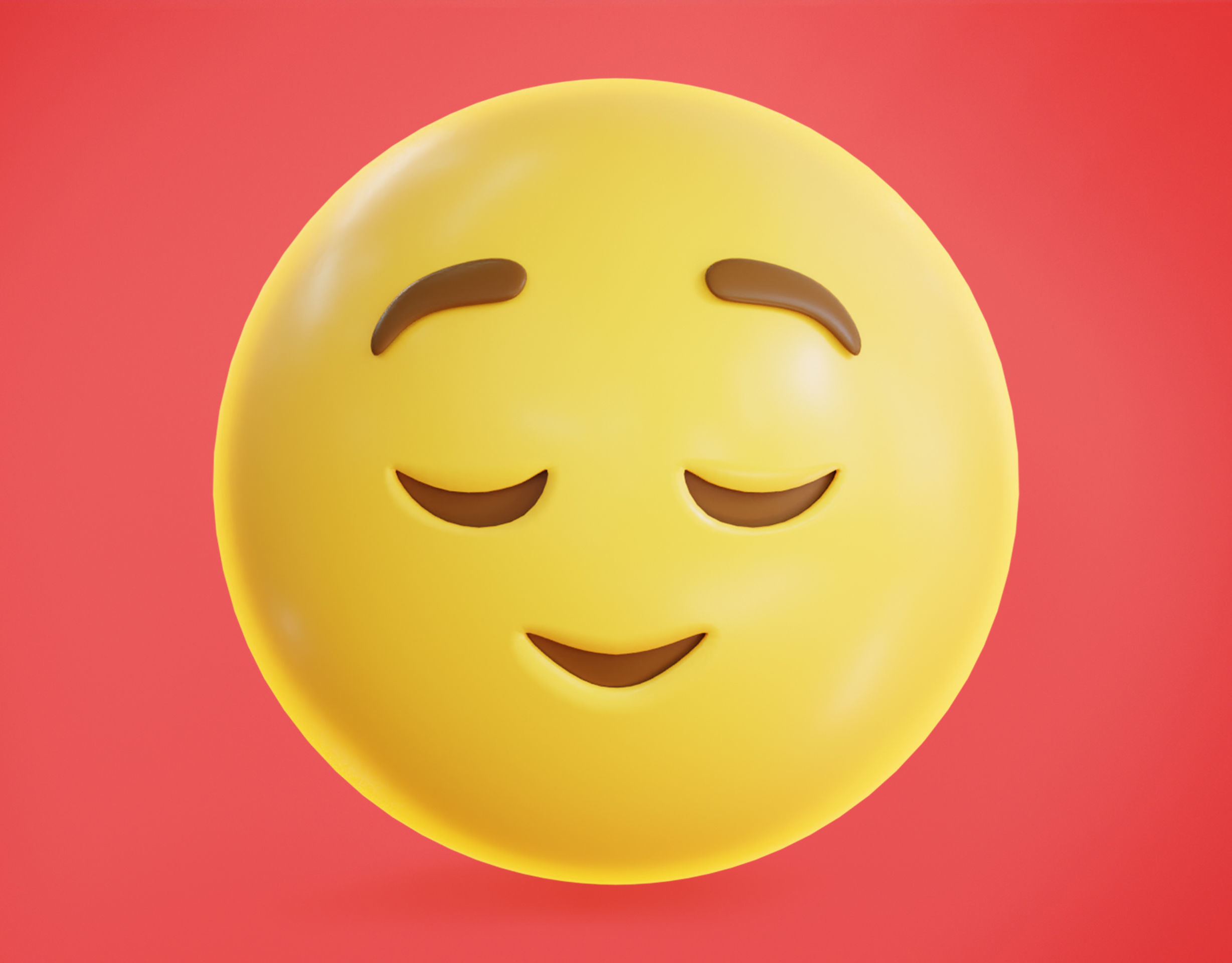 Relieved face Animated Emoji Low-poly 3D model_13
