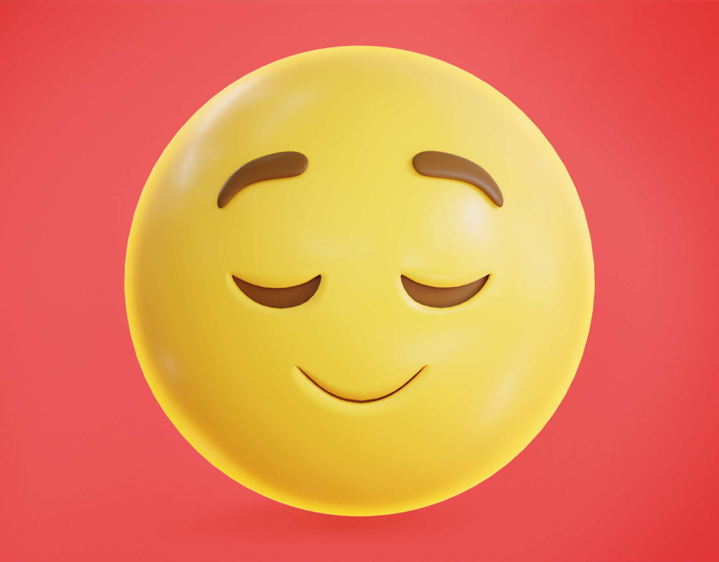 Relieved face Animated Emoji Low-poly 3D model_12