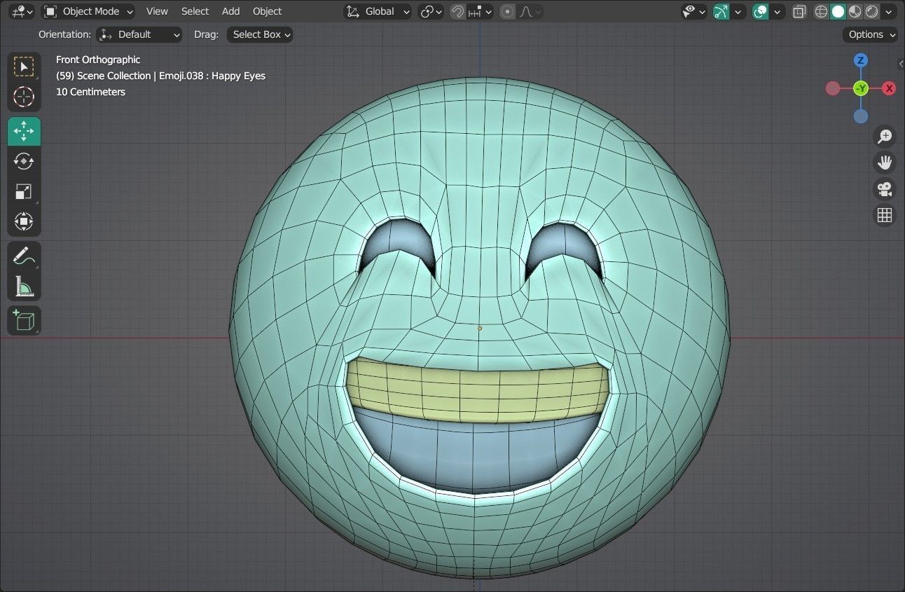 Grinning face with Smiling Eyes Animated Emoji Low-poly 3D model_10