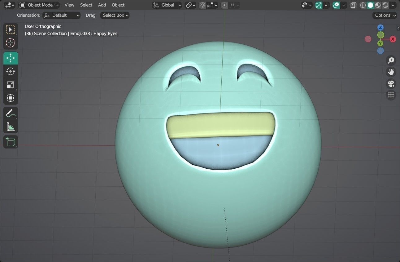 Grinning face with Smiling Eyes Animated Emoji Low-poly 3D model_7