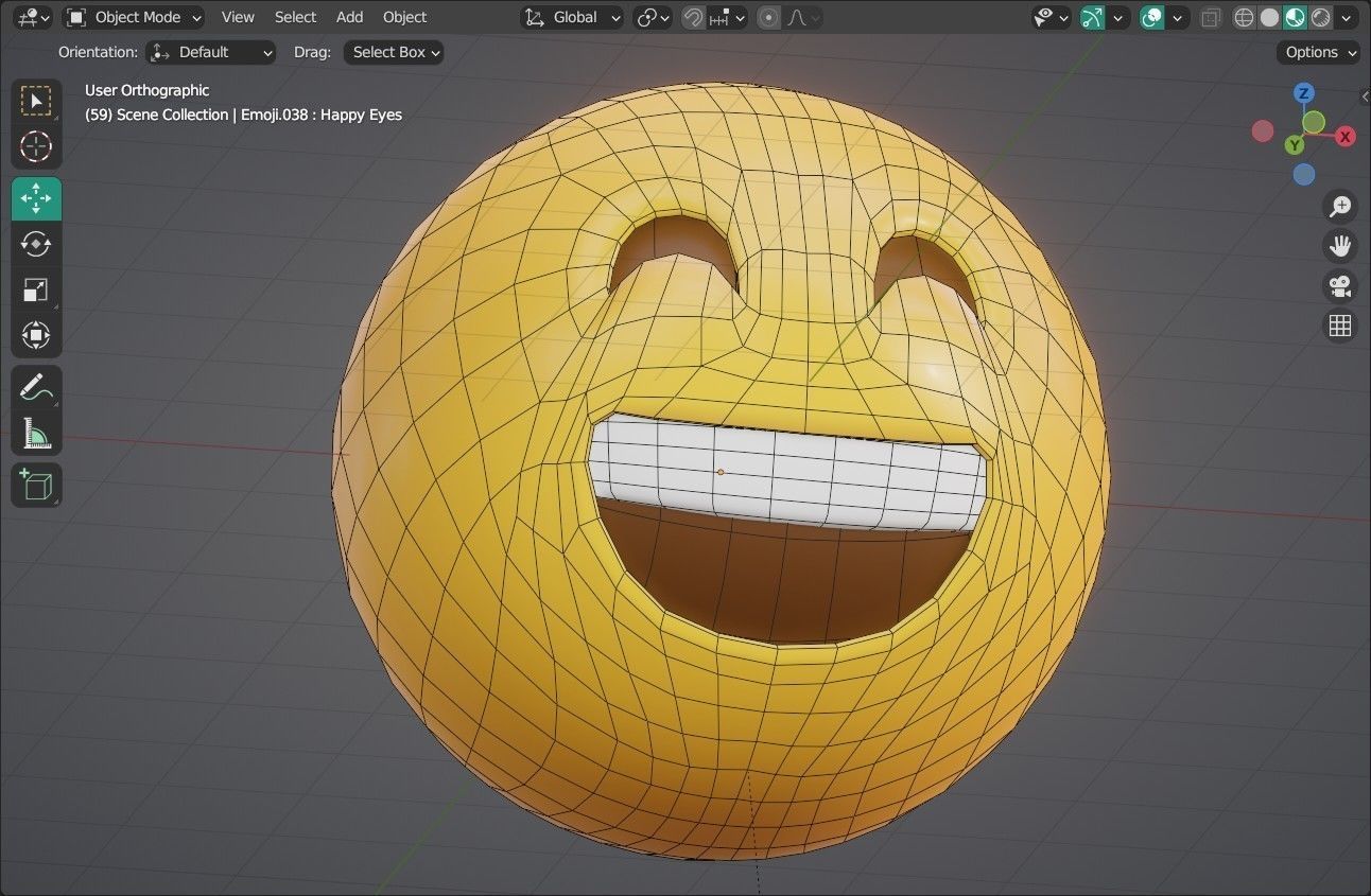 Grinning face with Smiling Eyes Animated Emoji Low-poly 3D model_9