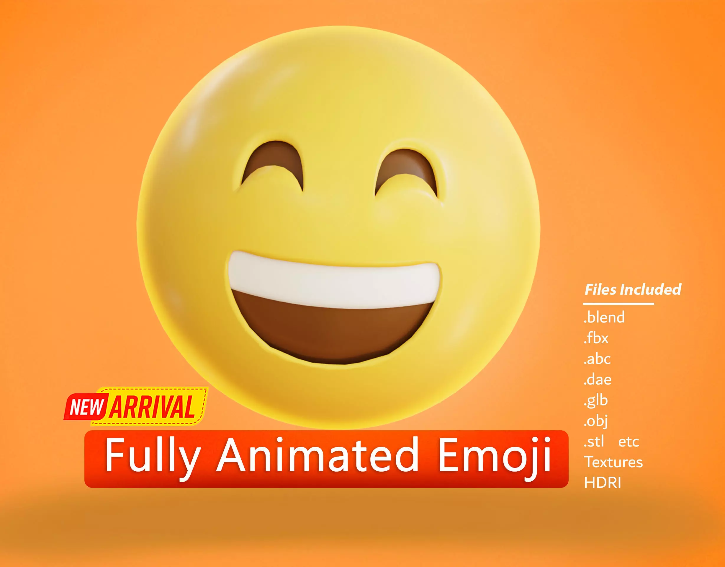 Grinning face with Smiling Eyes Animated Emoji Low-poly 3D model_0