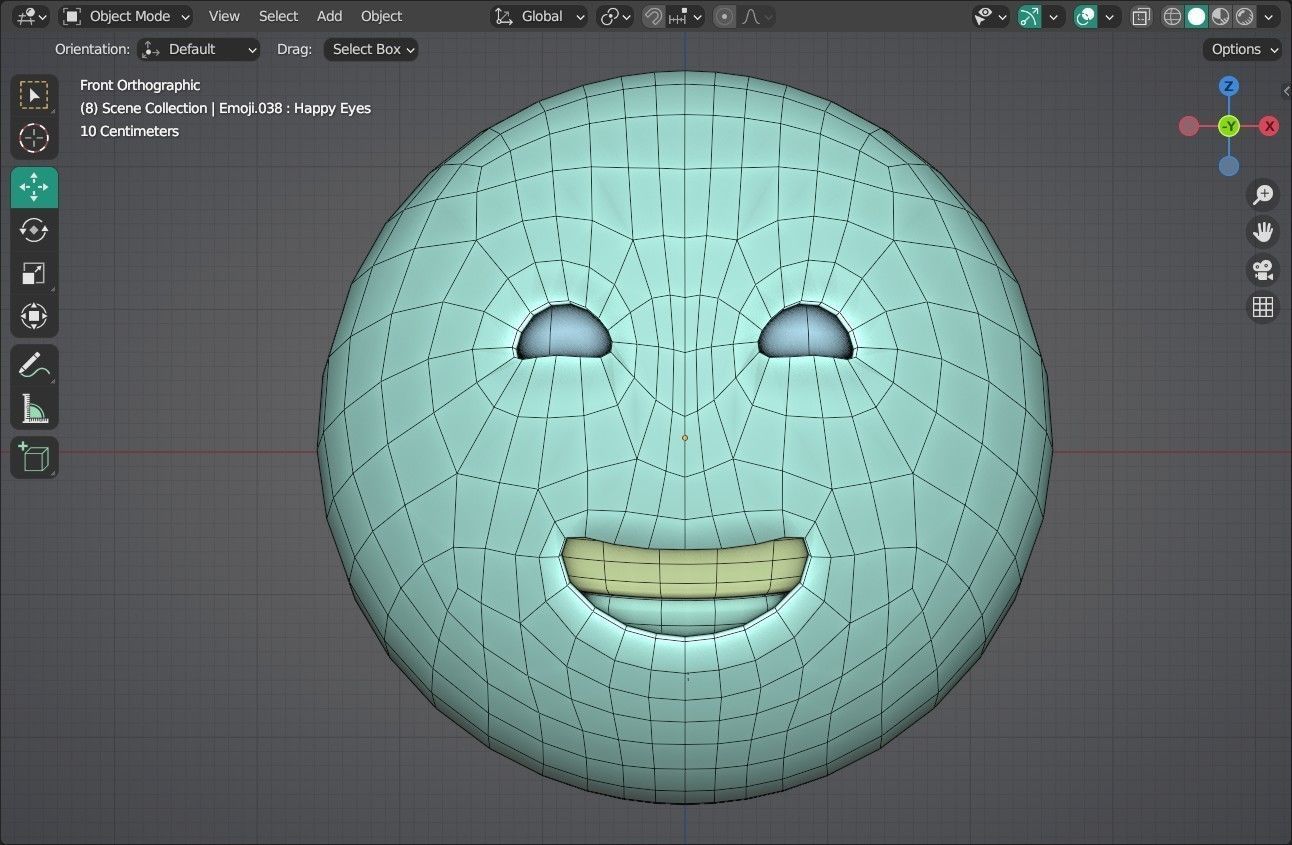 Grinning face with Smiling Eyes Animated Emoji Low-poly 3D model_8