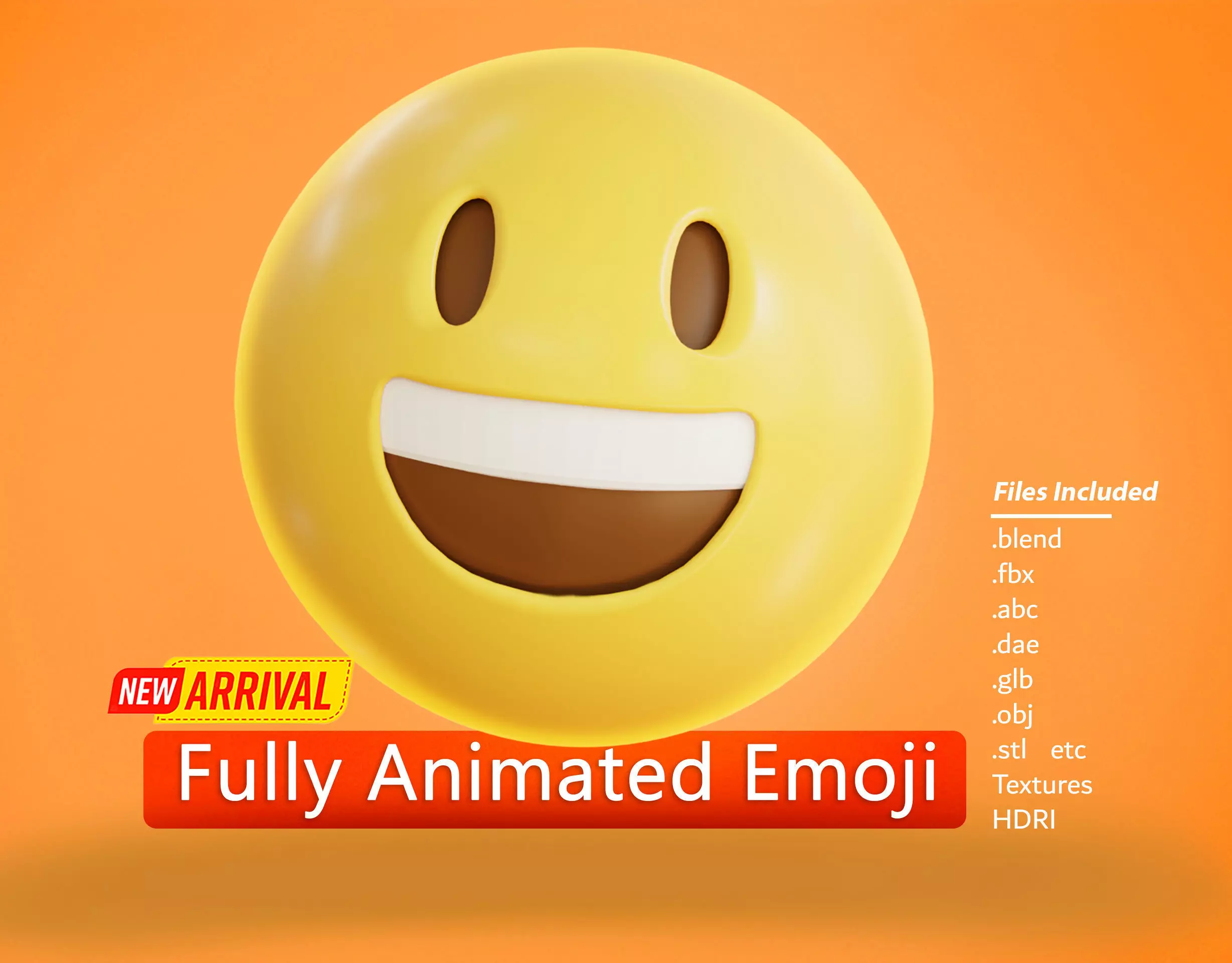 Grinning face Animated Emoji Low-poly 3D model_0