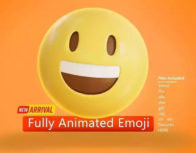 Grinning face Animated Emoji Low-poly 3D model