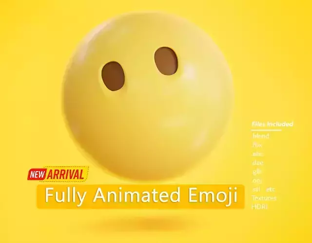 Face without mouth Animated Emoji Low-poly 3D model