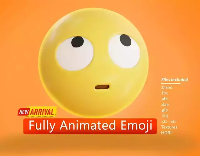 Face with Rolling Eyes Animated Emoji Low-poly 3D model