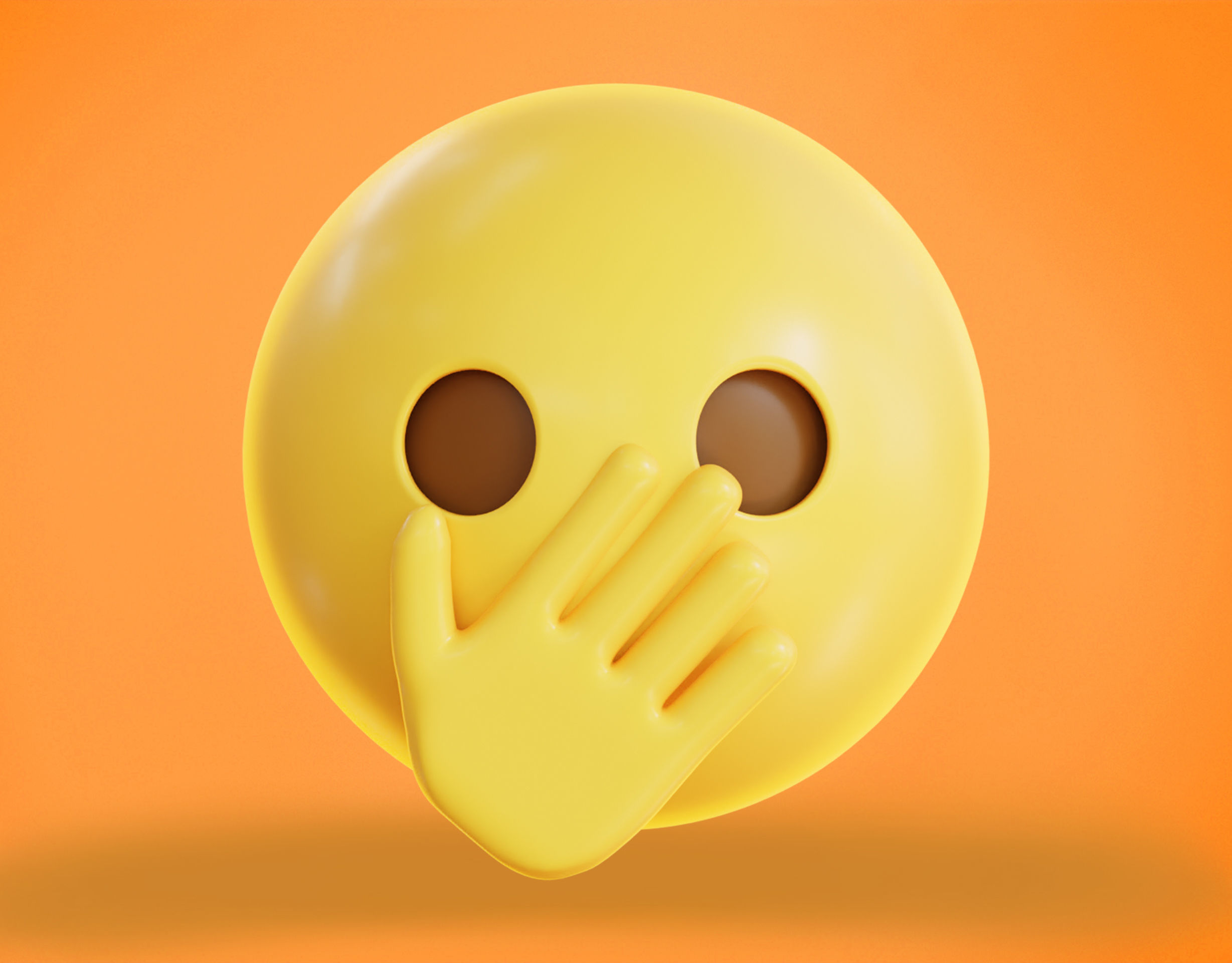 Face with Open Eyes and Hand over Mouth Animated Emoji Low-poly 3D model_3