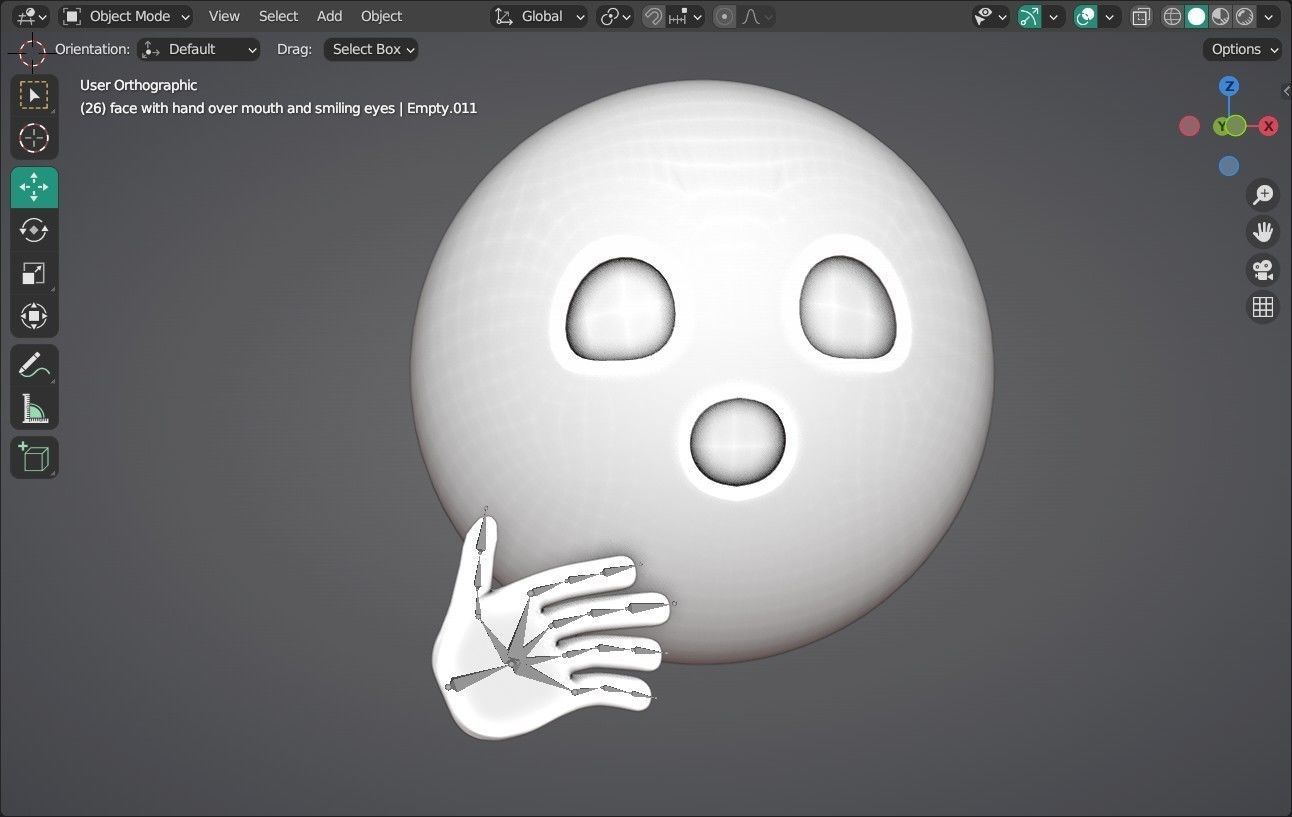 Face with Open Eyes and Hand over Mouth Animated Emoji Low-poly 3D model_14