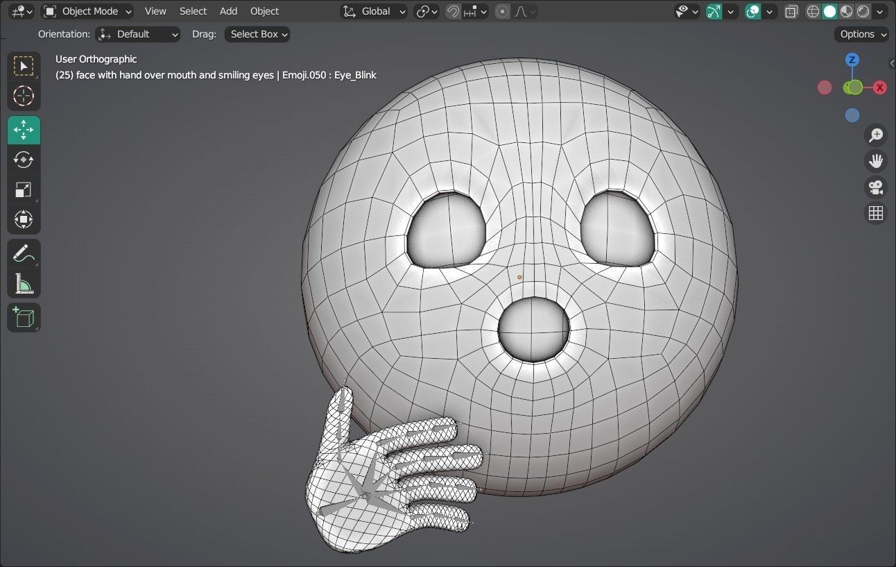 Face with Open Eyes and Hand over Mouth Animated Emoji Low-poly 3D model_9