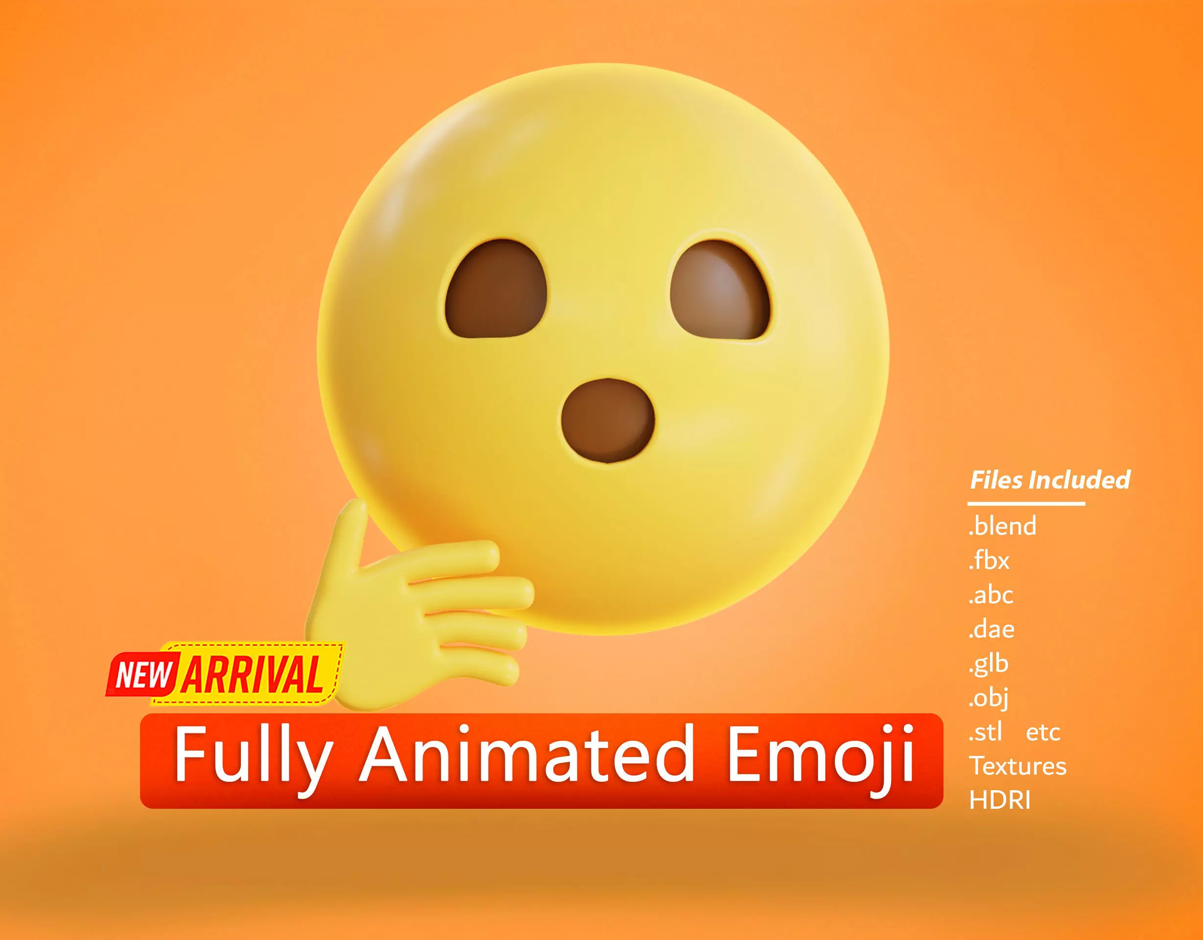 Face with Open Eyes and Hand over Mouth Animated Emoji Low-poly 3D model_0