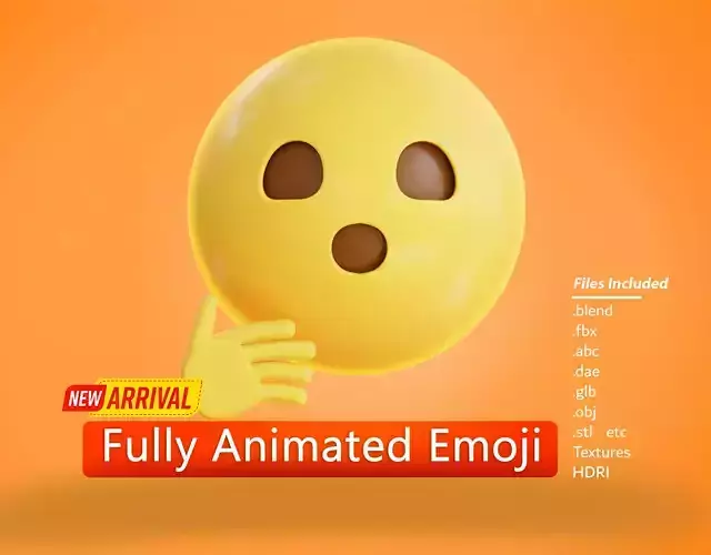 Face with Open Eyes and Hand over Mouth Animated Emoji Low-poly 3D model