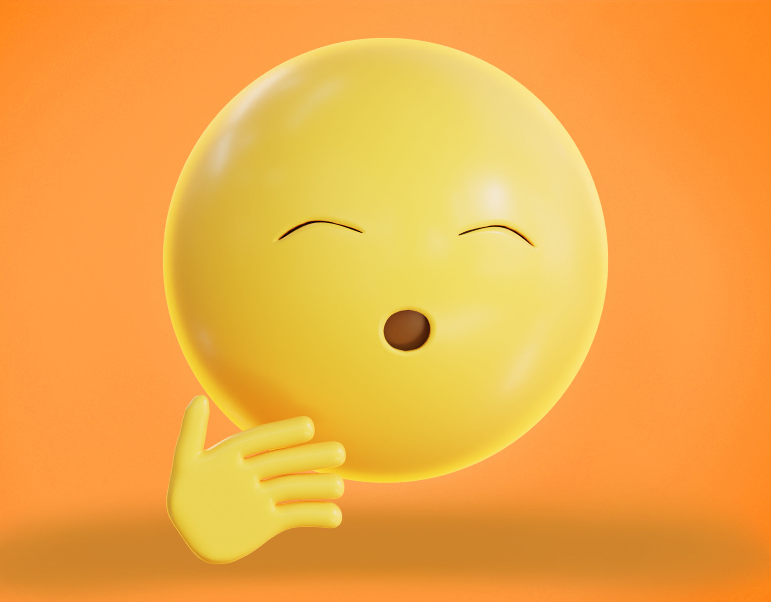 Face with Open Eyes and Hand over Mouth Animated Emoji Low-poly 3D model_5