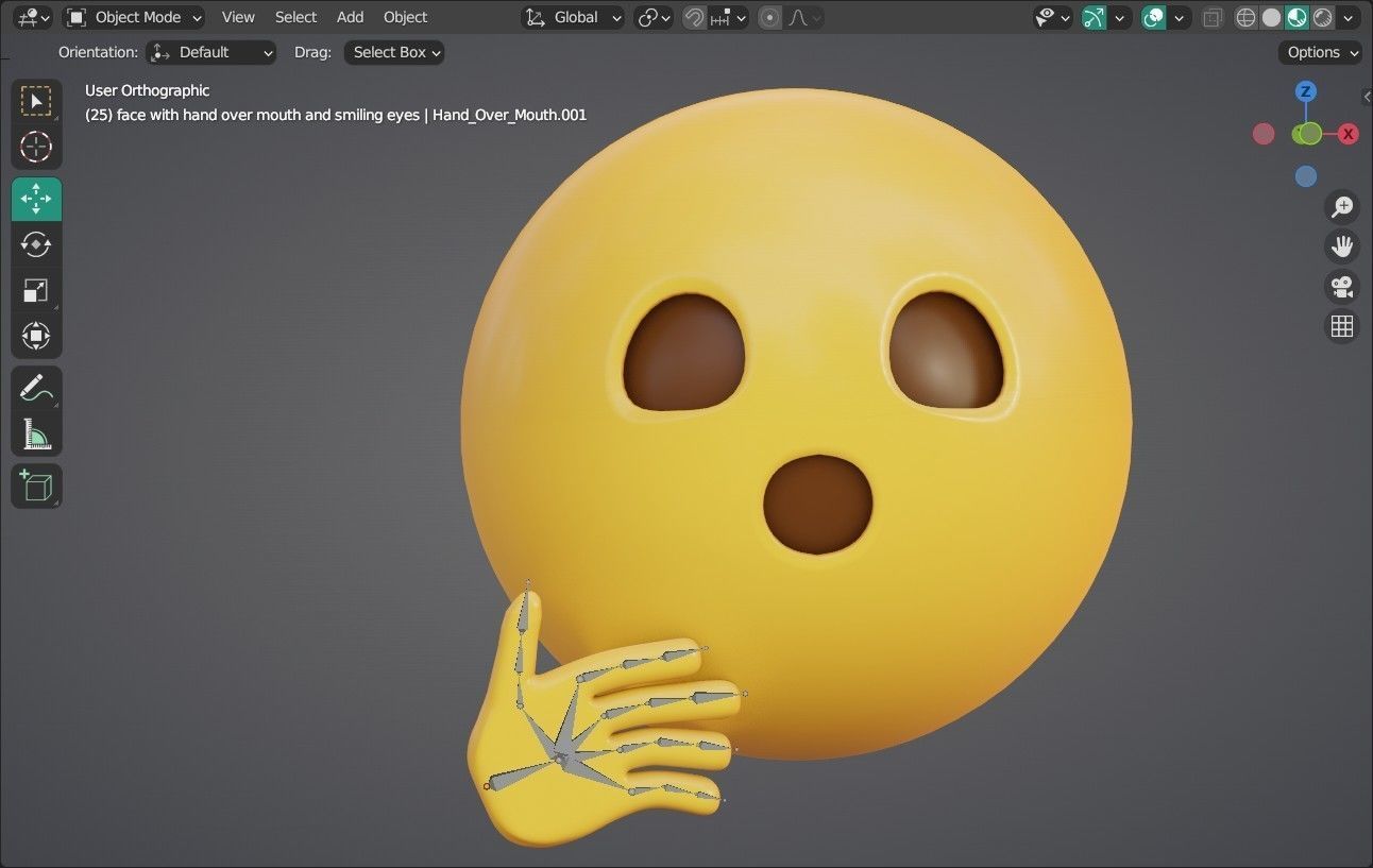 Face with Open Eyes and Hand over Mouth Animated Emoji Low-poly 3D model_8