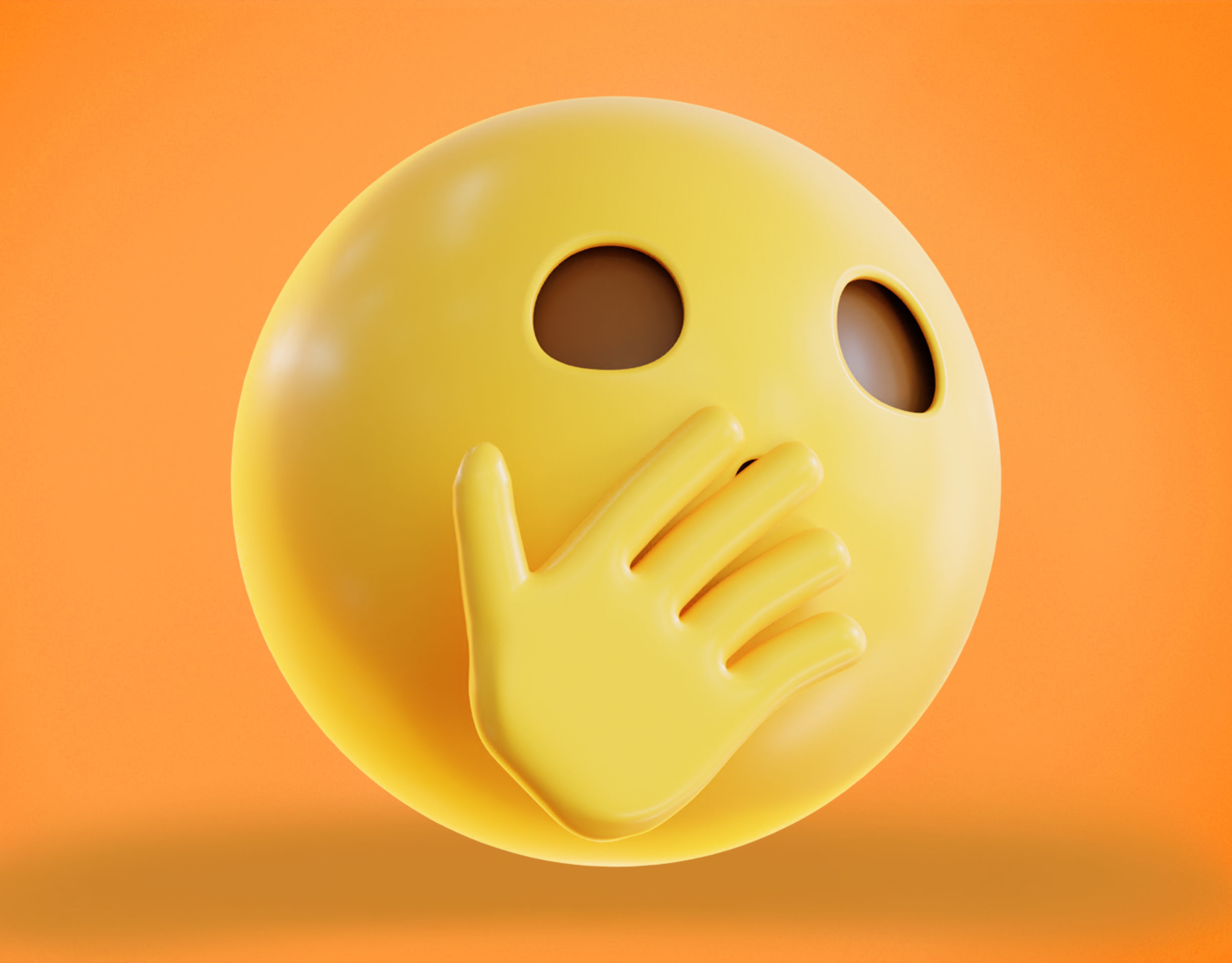 Face with Open Eyes and Hand over Mouth Animated Emoji Low-poly 3D model_13