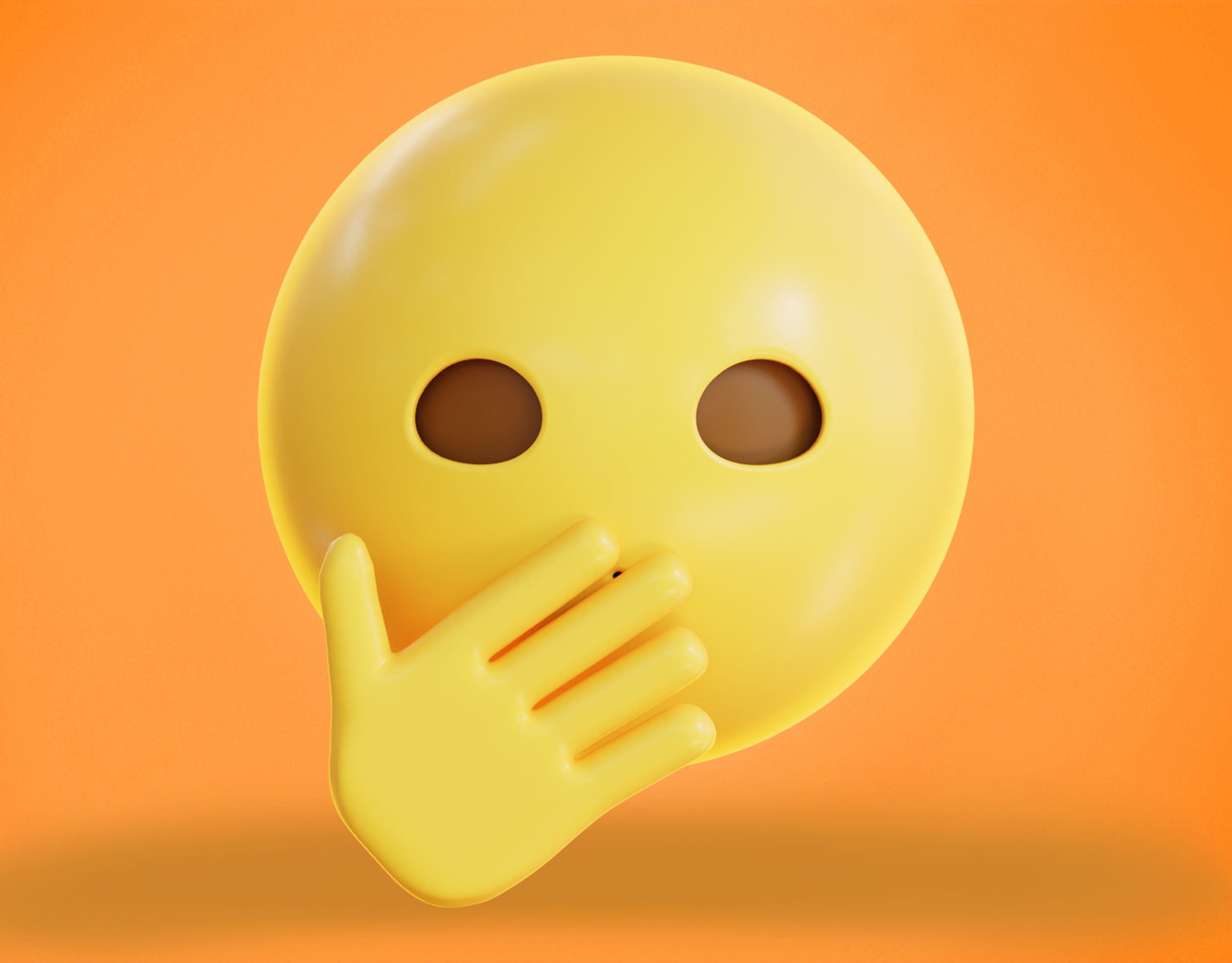 Face with Open Eyes and Hand over Mouth Animated Emoji Low-poly 3D model_4