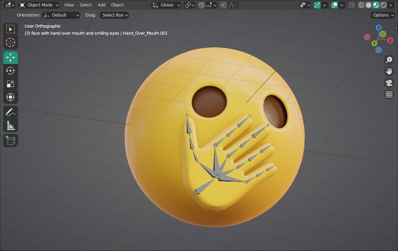 Face with Open Eyes and Hand over Mouth Animated Emoji Low-poly 3D model_7