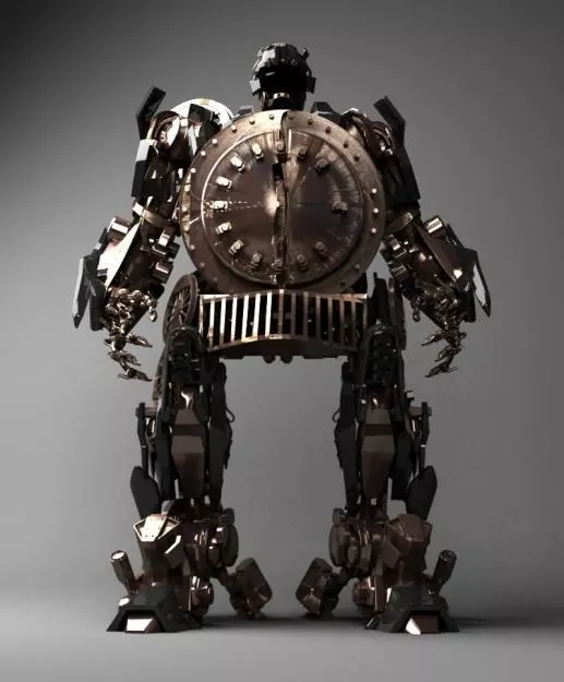 Loco robot with clock 3D model_0