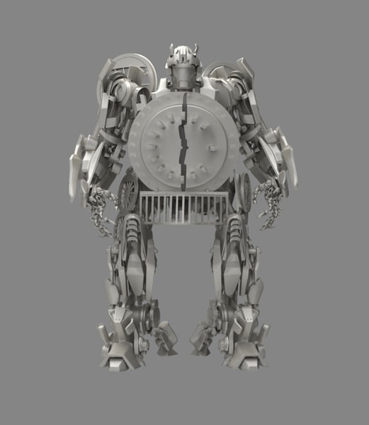 Loco robot with clock 3D model_2