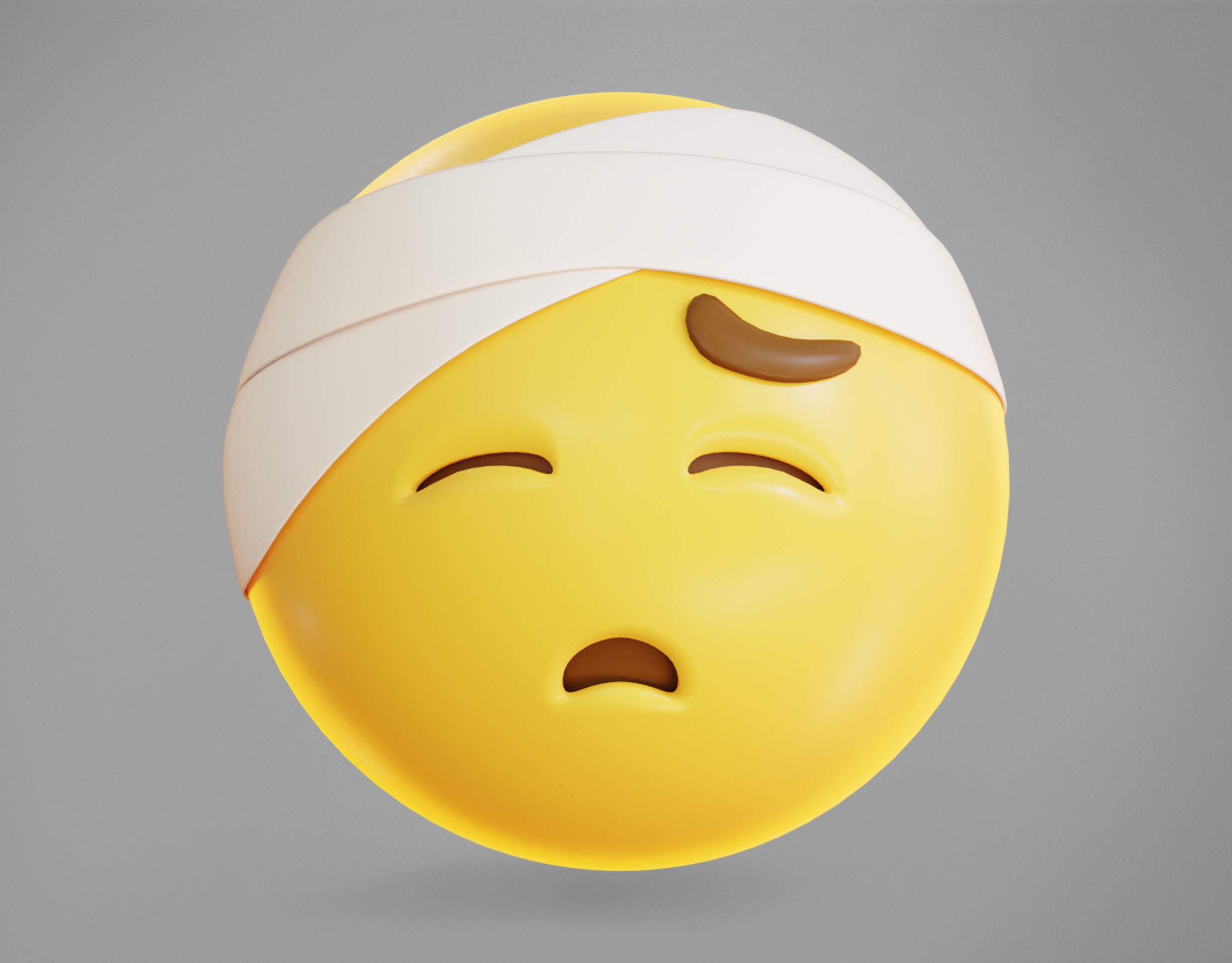 Face with head bandage Animated Emoji Low-poly 3D model_3