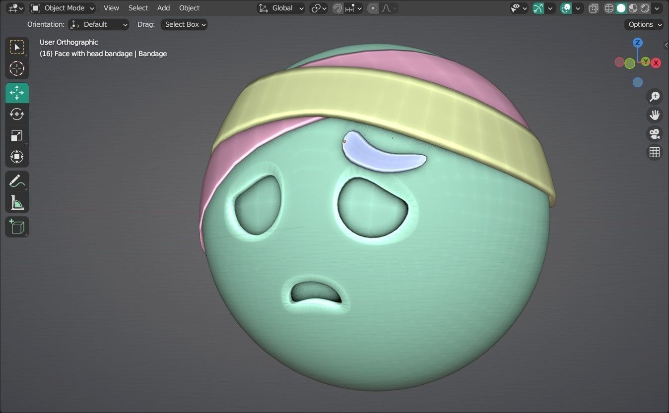 Face with head bandage Animated Emoji Low-poly 3D model_13