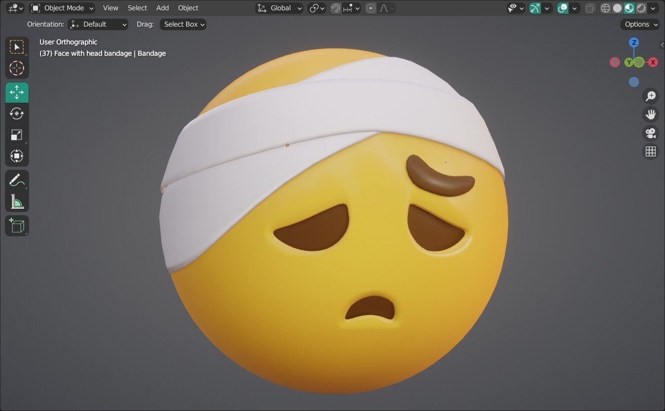 Face with head bandage Animated Emoji Low-poly 3D model_14