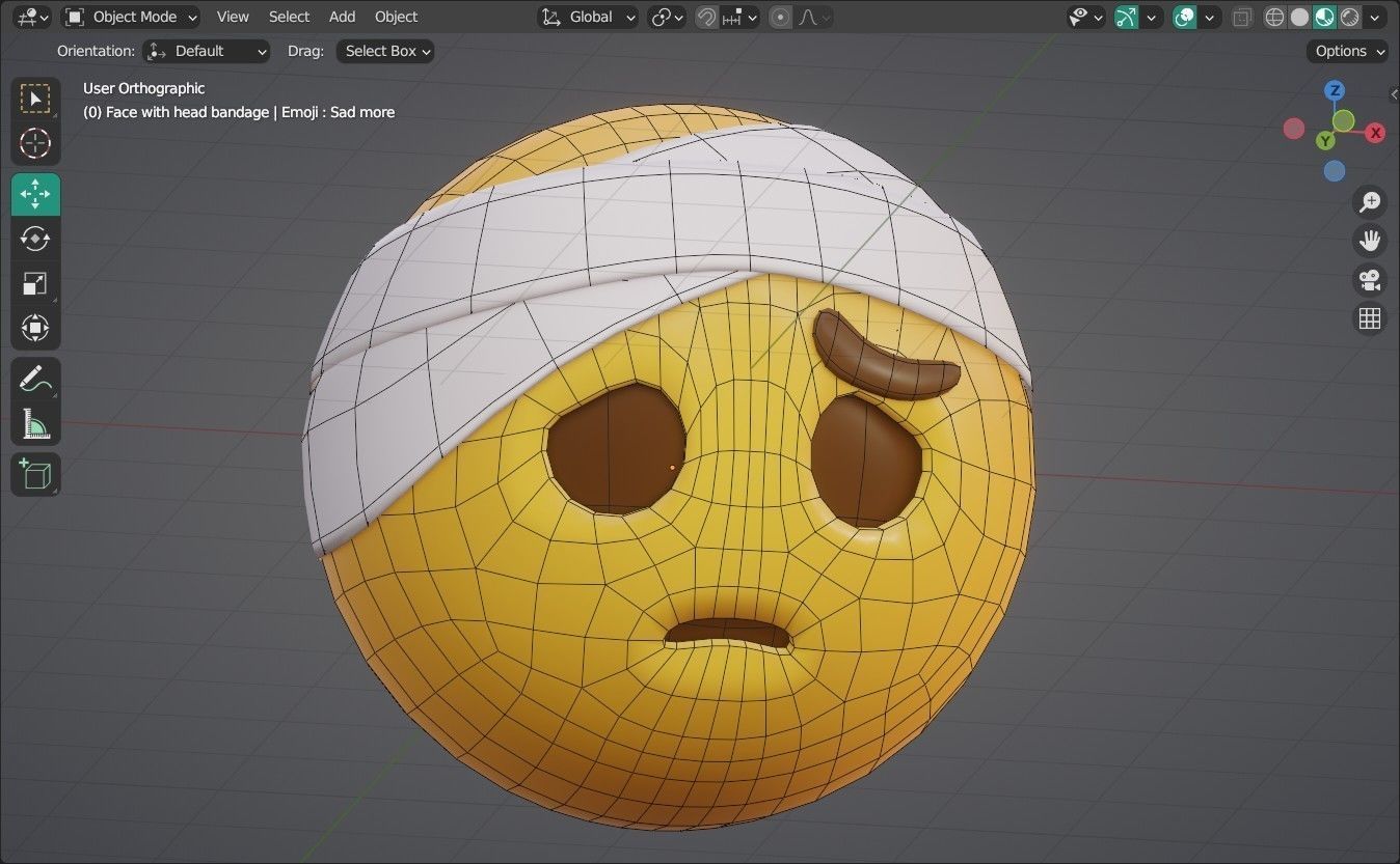 Face with head bandage Animated Emoji Low-poly 3D model_8