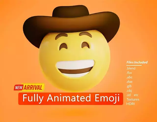 Cowboy face Animated Emoji Low-poly 3D model