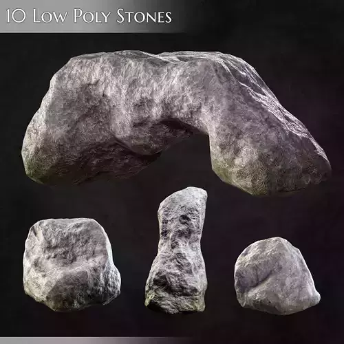 10 Low Poly Stone 