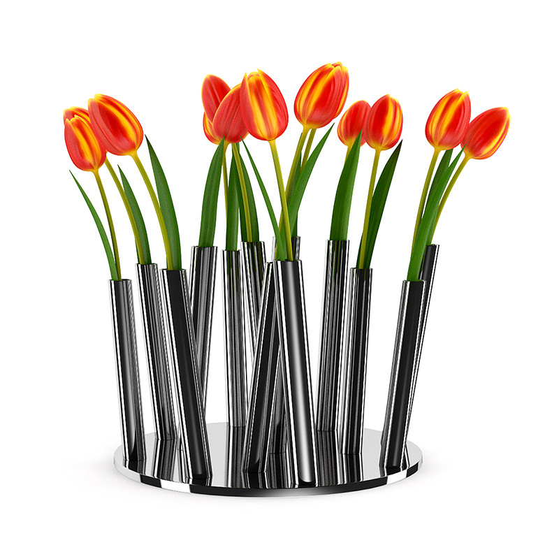 Tulips in Modern Pot 3D model_2
